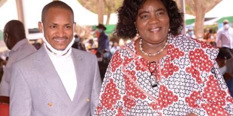 Embakasi East MP Babu Owino (left) and Idah Odinga at Raila's home on Saturday, October 10, 20...jpg
