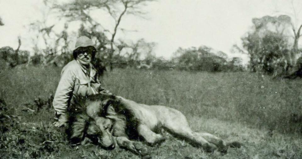 W.S. Richardson with carcass of a lion