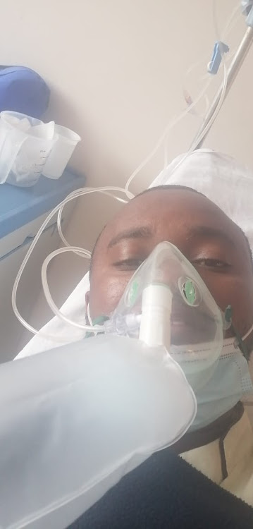 Robert Kariuki was assisted to breathe at the Avenue Hospital waiting room.