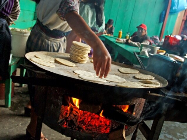 Baking tortillas in Chichicastenango, Guatemala
