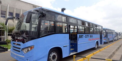 BRT buses pictured in Nairobi.