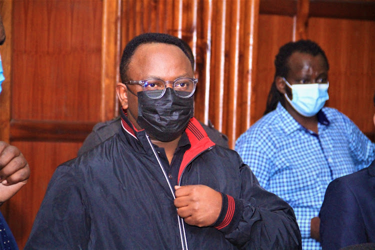 Ben Gethi, an accused in the sh.791million NYS case in court. The case did not proceed and was adjourned to Wednesday on June 21,2021