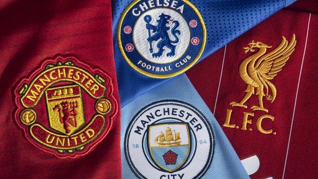 Badges of the four English Champions League teams