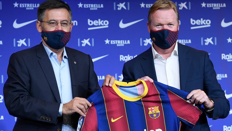 New Barcelona boss Ronald Koeman (right) held talks with Messi last week