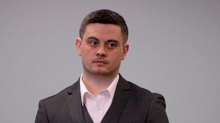 Jesse Kempson is seen at his sentencing after he was convicted of murdering Grace Millane