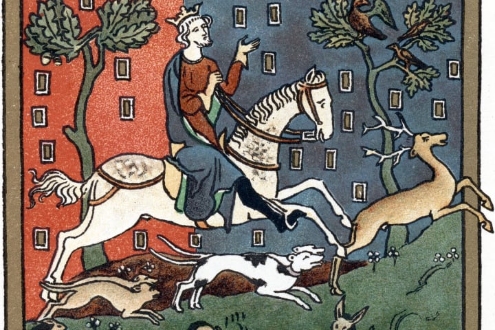 A Plantagenet king of England out hunting.